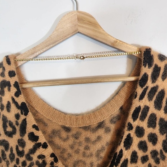 NWT Michael Kors Animal Leopard Print Angora Blend Sweater V Neck Dress SZ Large - Picture 8 of 9